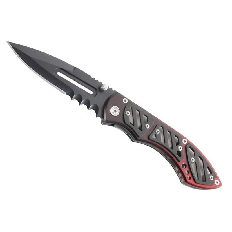Herbertz COUTEAU HERBERTZ METAL NOIR/ROUGE 11 CM SEMI-DENTEE INOX